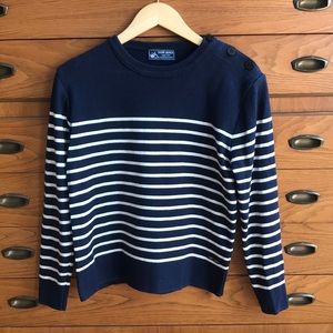 Saint James Striped Sweater w/ Shoulder Buttons